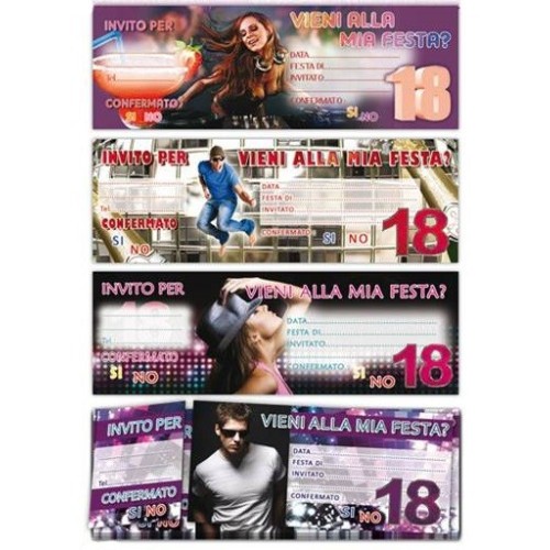 Inviti per feste carnet assegni - Blocchetto 15 inviti - 18 Anni