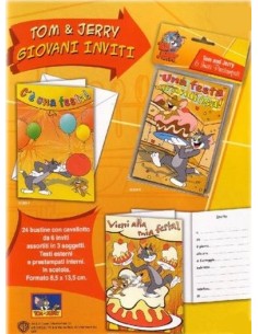 Inviti per feste con busta - Tom & Jerry - Blister 6 pezzi