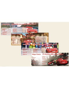 Inviti per feste carnet assegni - Blocchetto 15 inviti - Cars