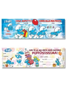 Inviti per feste carnet assegni - Blocchetto 15 inviti - Puffi