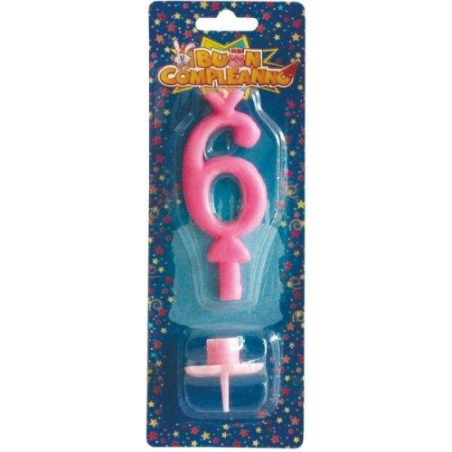 Candelina numero classico Rosa - N. 6