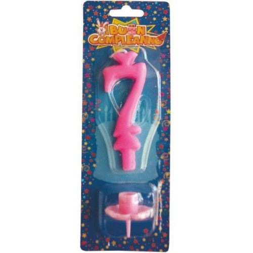Candelina numero classico Rosa / Celeste - N. 7