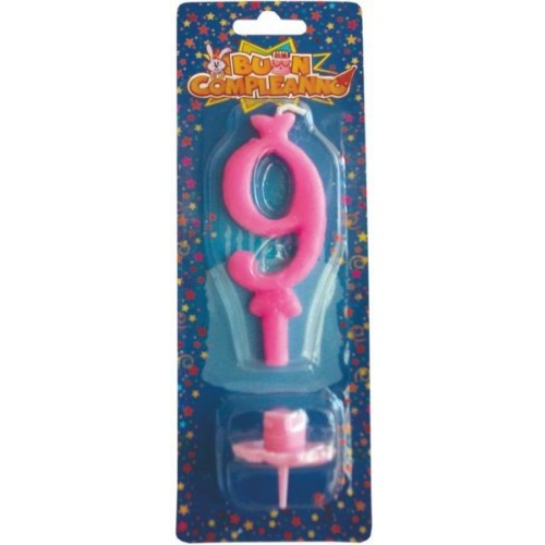 Candelina numero classico Rosa - N. 9