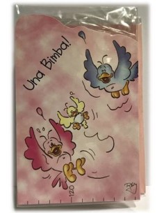Biglietto auguri a fisarmonica Nascita "Bimba"