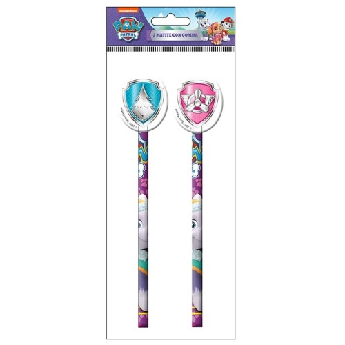 Set 2 matite con gomma sagomata Paw Patrol