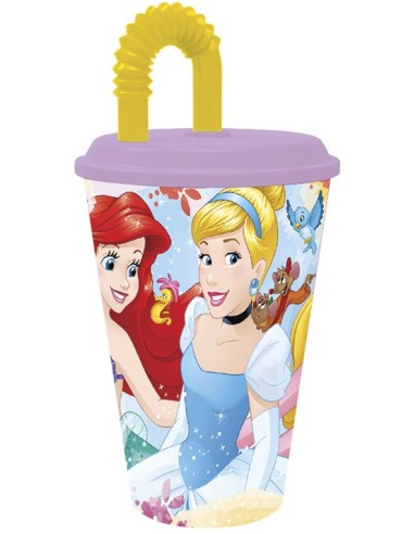 Bicchiere sport 430 ML. con cannuccia Principesse