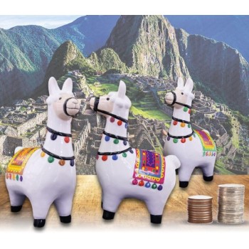 Salvadanaio ceramica "Lama" Cm. 22x12 - Colori assortiti