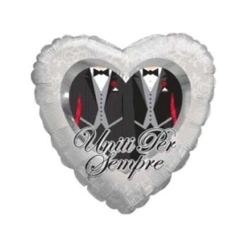 Palloncino mylar cuore 18" Cm. 45 - Unione civile uomo