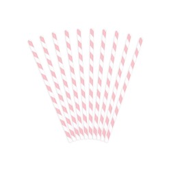 Cannucce party rigate - Blister 10 pezzi - Light Pink