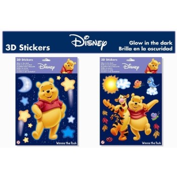 Stickers 3D rilievo fosforescenti Winnie Pooh grandi