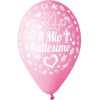 Palloncini grandi Cm. 30 aria/elio - Il mio Battesimo rosa - Blister 15 pezzi