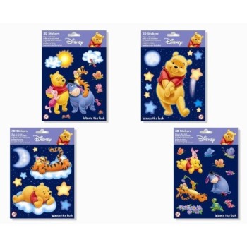 Stickers 3D rilievo fosforescenti Winnie Pooh medio -...