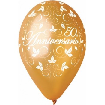 Palloncini grandi Cm. 30 round - 50° Anniversario Gold - Blister 15 pezzi