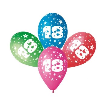 Palloncini grandi Cm. 30 round - 18 anni multicolor - Blister 15 pezzi