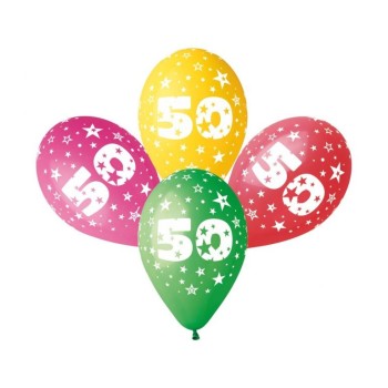 Palloncini grandi Cm. 30 round - 50 anni multicolor - Blister 15 pezzi