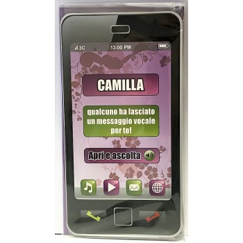 Biglietto auguri musicale verticale - Lo apri e ti augura buon compleanno con il tuo nome - Camilla