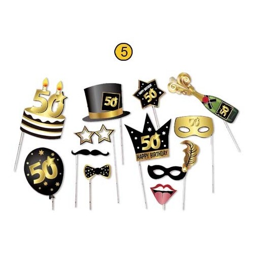 Selfie stick - Photo Booth - Accessori per foto - Blister 12 pezzi - 50 anni