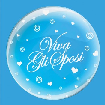 Palloncino deco B-Loon 24" Cm. 61 trasparente - Viva gli sposi