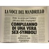 Biglietto auguri giornale Cm. 32x49 - La voce del mandrillo - Compleanno donna