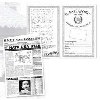 Biglietto auguri giornale Cm. 32x49 - "Il Mattino del Pannolino" - Nascita