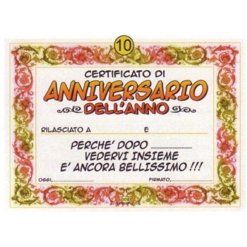 Biglietto auguri diploma con busta Cm. 23x30 - Anniversario