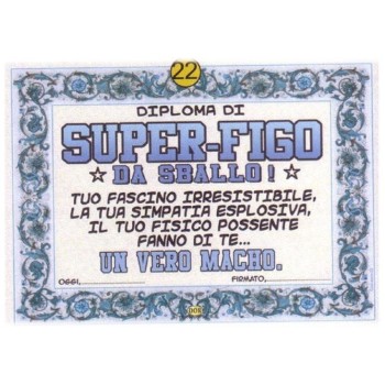 Biglietto auguri diploma con busta Cm. 23x30 - Super Figo