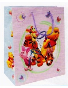 Busta regalo patinata Winnie Pooh rosa/celeste media