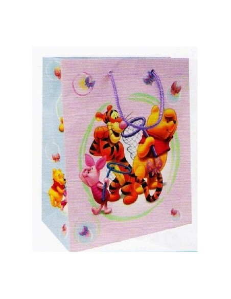 Busta regalo patinata Winnie Pooh rosa/celeste media