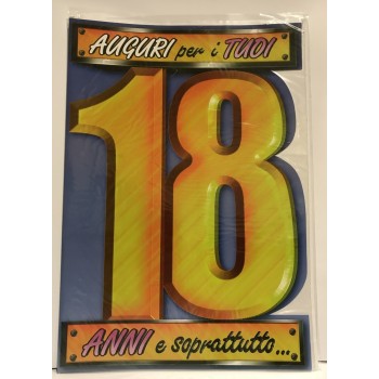 Biglietto auguri maxi sagomato umoristico - 18 Anni donna