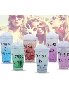 Bicchiere con cannuccia "Frost Summer" 450 Ml. - Colori assortiti