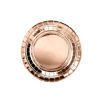 Piatti carta metallizzati Cm. 18 Rosa Gold - Blister 6 pezzi