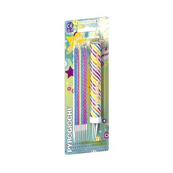 Candelina flumbè con 12 candeline stelo rigate