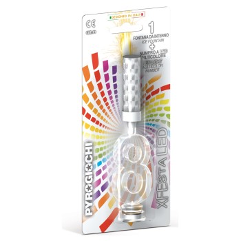 Candela flumbè con base numero led cambiacolore - Nr. 8