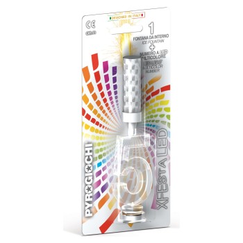 Candela flumbè con base numero led cambiacolore - Nr. 5