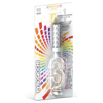 Candela flumbè con base numero led cambiacolore - Nr. 3