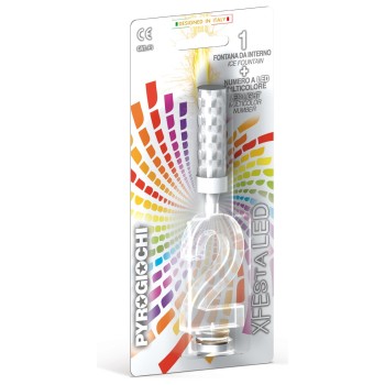 Candela flumbè con base numero led cambiacolore - Nr. 2