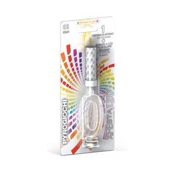 Candela flumbè con base numero led cambiacolore - Nr. 0