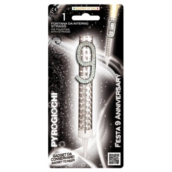 Candela flumbè con numero strass - Nr. 9