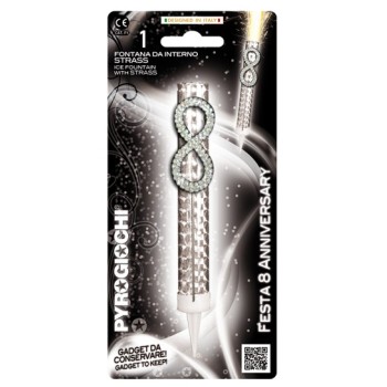 Candela flumbè con numero strass - Nr. 8