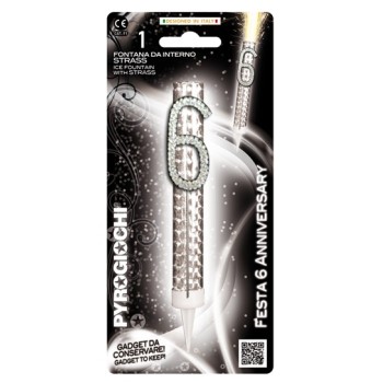 Candela flumbè con numero strass - Nr. 6
