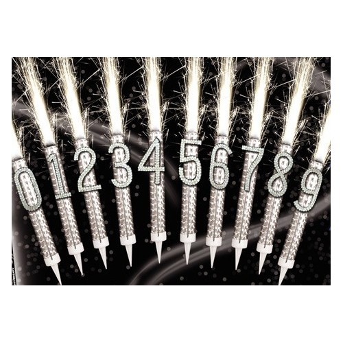 Candela flumbè con numero strass - Nr. 6