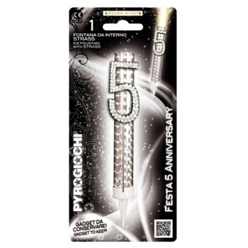 Candela flumbè con numero strass - Nr. 5