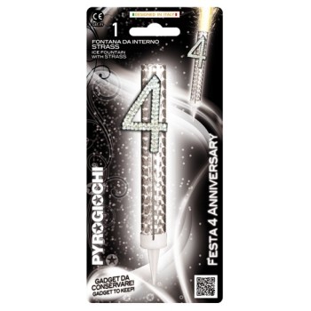 Candela flumbè con numero strass - Nr. 4