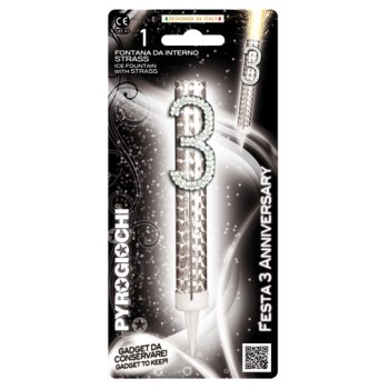Candela flumbè con numero strass - Nr. 3
