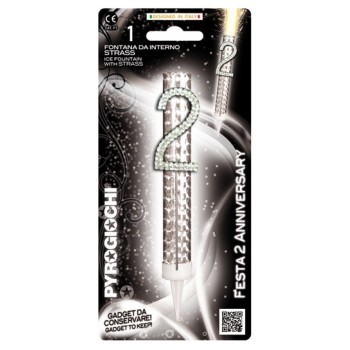 Candela flumbè con numero strass - Nr. 2