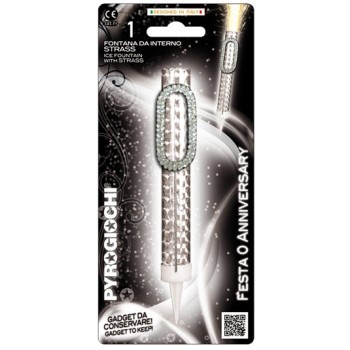 Candela flumbè con numero strass - Nr. 0