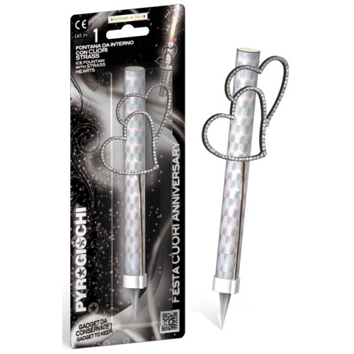 Candela flumbè con strass - Cuori