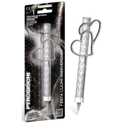 Candela flumbè con strass - Cuori