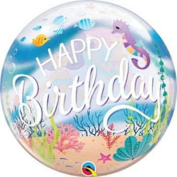 Palloncino Bubble 22" Cm. 56 Qualatex - Happy Birthday Mermaid
