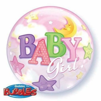 Palloncino Bubble 22" Cm. 56 Qualatex - Baby Girl